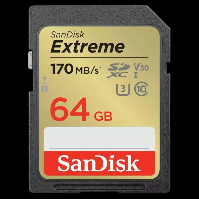 SanDisk Extreme UHS-I 64 GB Clase 10 U3 V30 Negro / Oro - Tarjeta SD