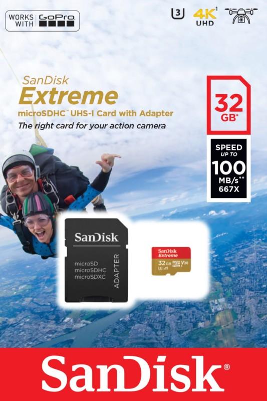 SanDisk Extreme UHS-I 32 GB U3 V30 A1 SDXC Amarillo / Rojo - Tarjeta microSD imagen del embalaje