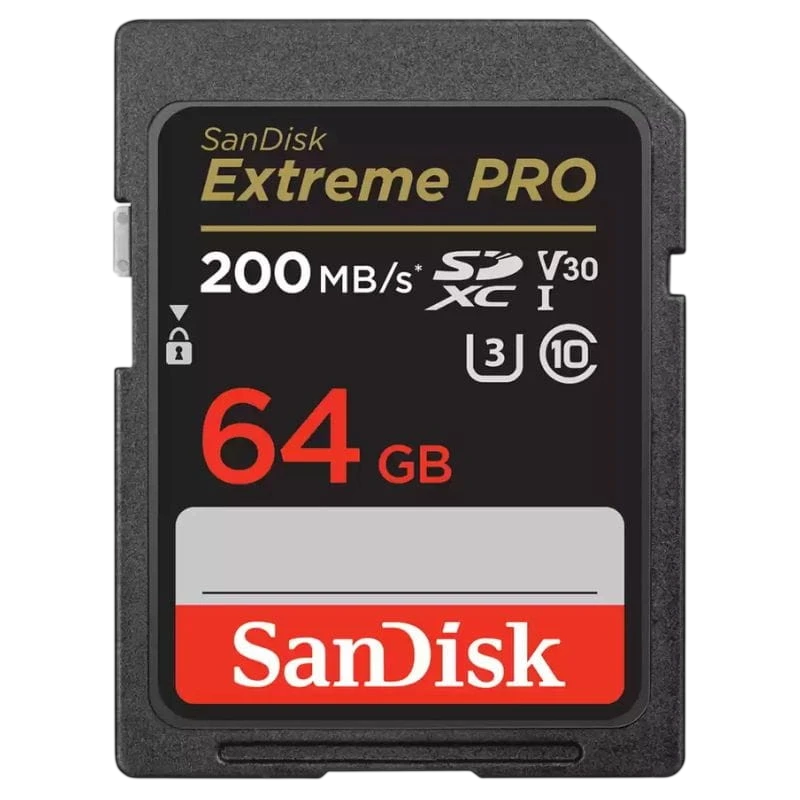 SanDisk Extreme PRO UHS-I 64 GB Clase 10 U3 V30 Negro / Rojo - Tarjeta SD
