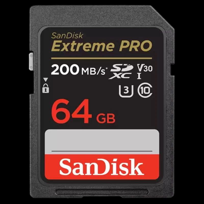 SanDisk Extreme PRO UHS-I 64 GB Clase 10 U3 V30 Negro / Rojo - Tarjeta SD