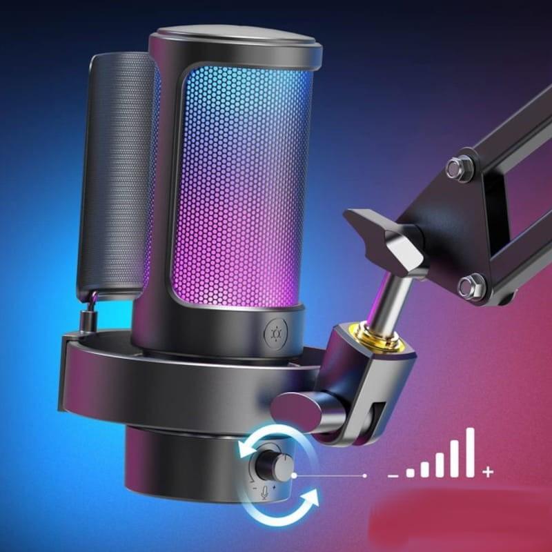 Fifine AmpliGame A8 RGB Micrófono USB Tipo C para Grabación y Transmisión en PC - Conexión