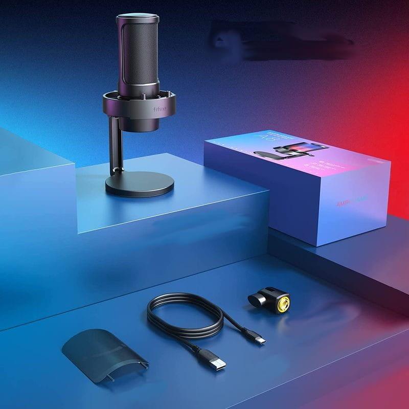 Fifine AmpliGame A8 RGB Micrófono USB Tipo C para Grabación y Transmisión en PC - Contenido