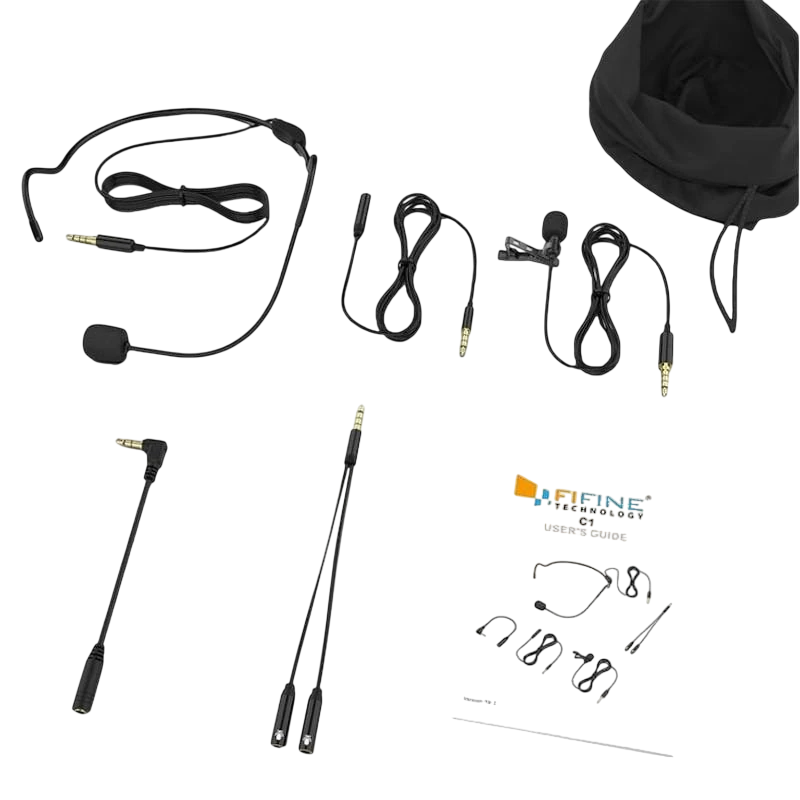 Fifine C1 Micrófono de Solapa con Headset