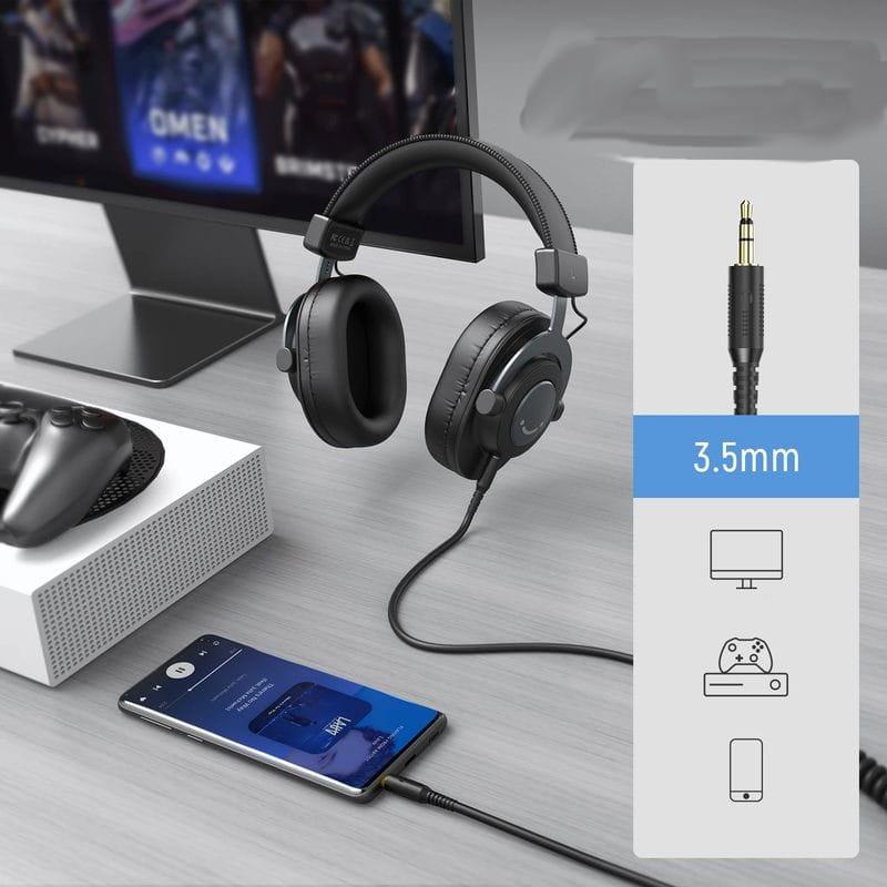 FIFINE H8 Streaming/Estudio Jack 3.5mm/Jack 6.35 mm Negro - Auriculares con Cable - Jack 6.35 mm