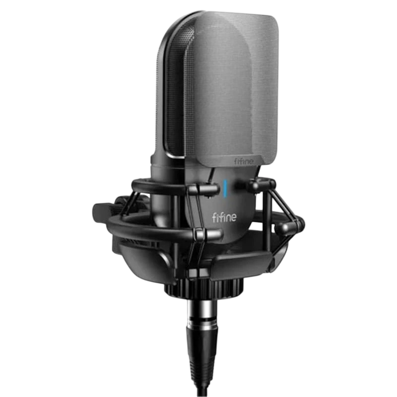 Fifine K726 Micrófono XLR Negro para Grabación y Transmisión en PC