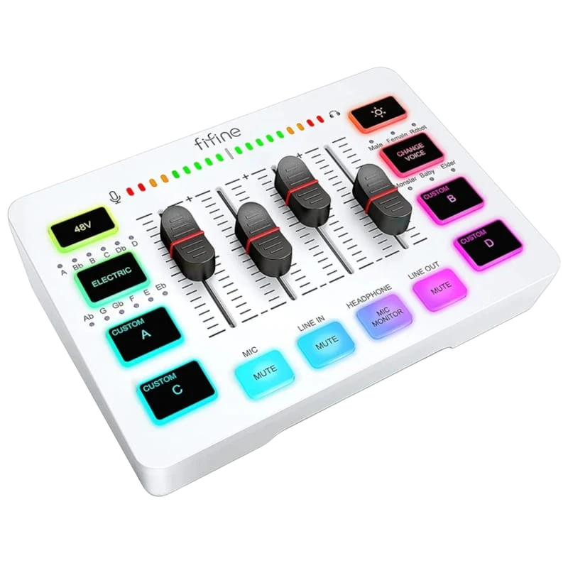 Fifine SC3 Blanco - Mezclador de audio