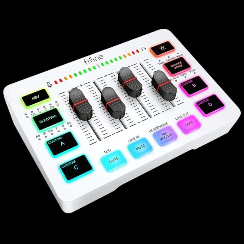 Fifine SC3 Blanco - Mezclador de audio