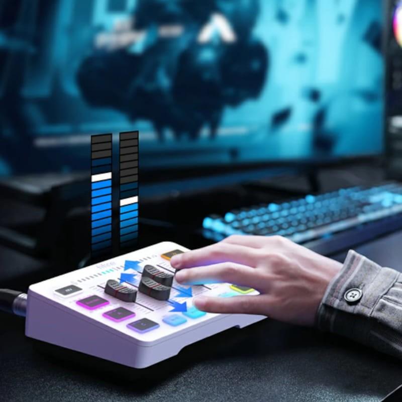 Fifine SC3 Blanco - Mezclador de audio foto real streaming