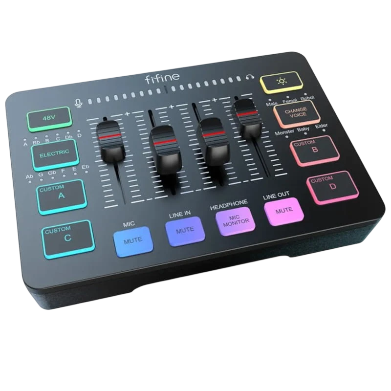 Fifine SC3 Negro - Mezclador de audio