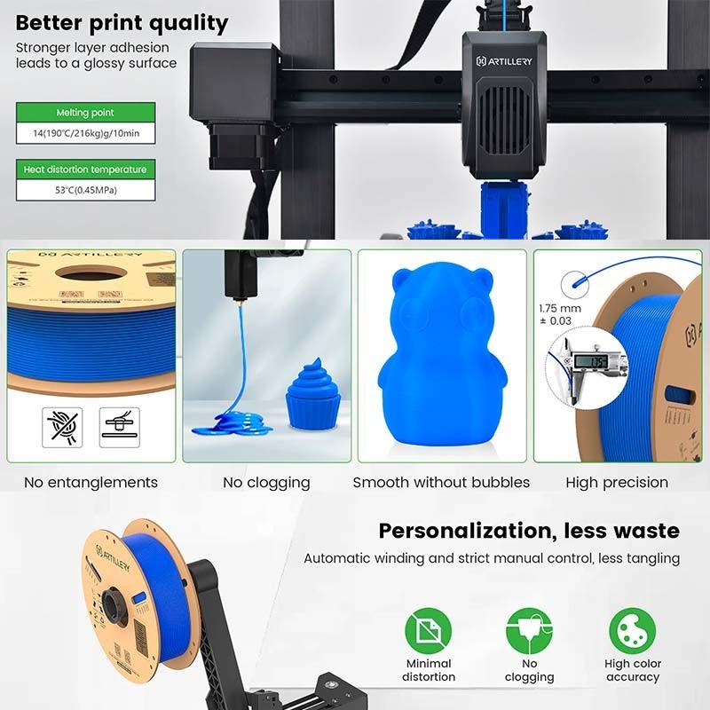 Filamento PLA Artillery 1,75mm Vermelho - características principais