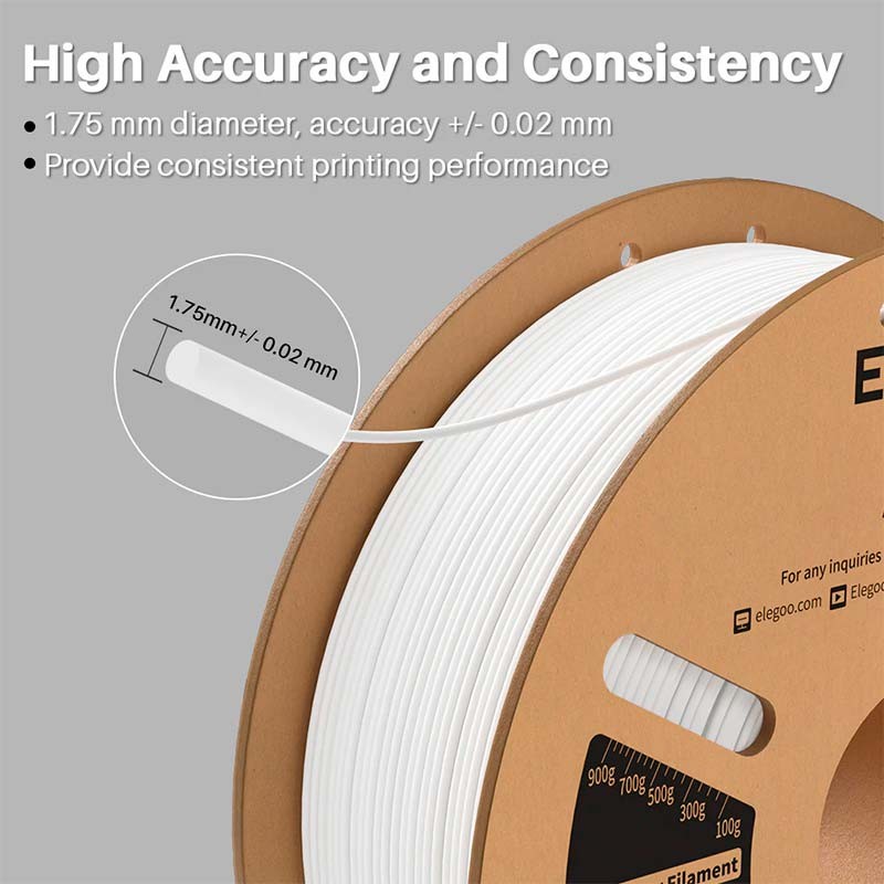 Filamento ELEGOO ASA 1.75mm Negro - diámetro y precisión dimensional