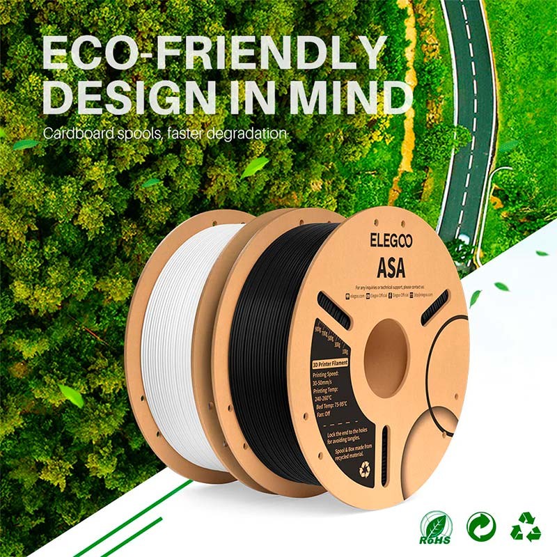 Filamento ELEGOO ASA 1.75mm Negro - bobina eco-friendly