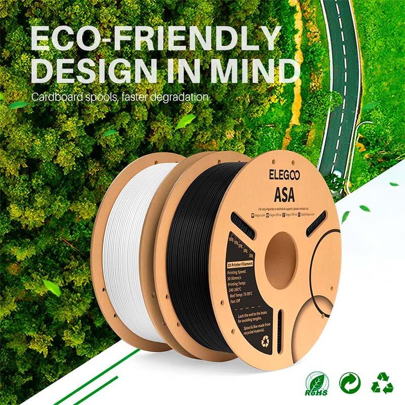 Filamento ELEGOO ASA 1.75mm Negro - bobina eco-friendly