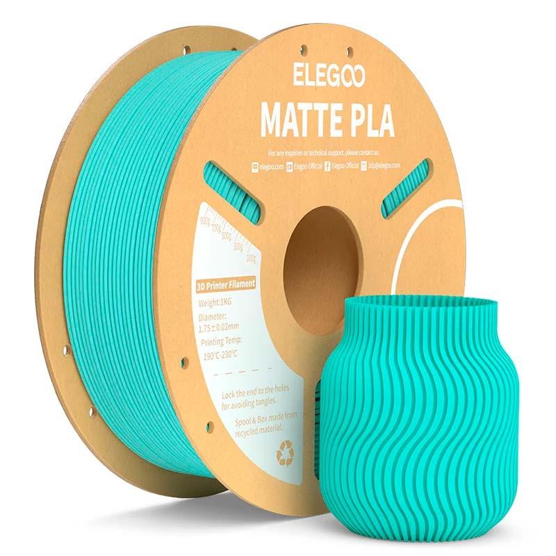 ELEGOO PLA MATTE Turquesa Mate para Impresoras 3D FDM - Filamento 1.75mm Bobina de 1kg