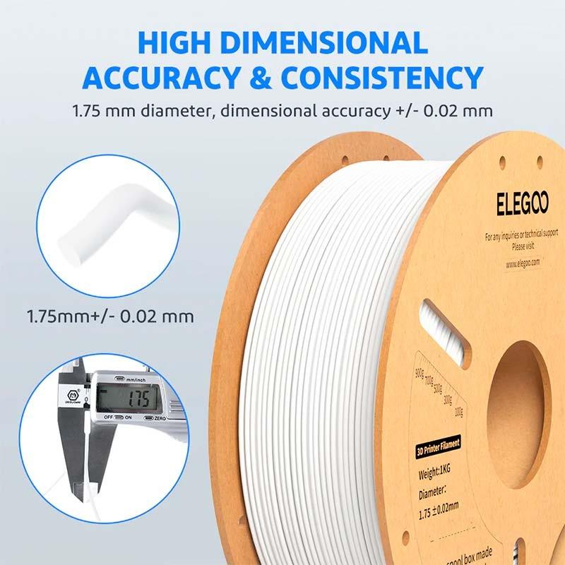 Filamento ELEGOO PLA Plus 1.75mm Negro - diámetro y precisión
