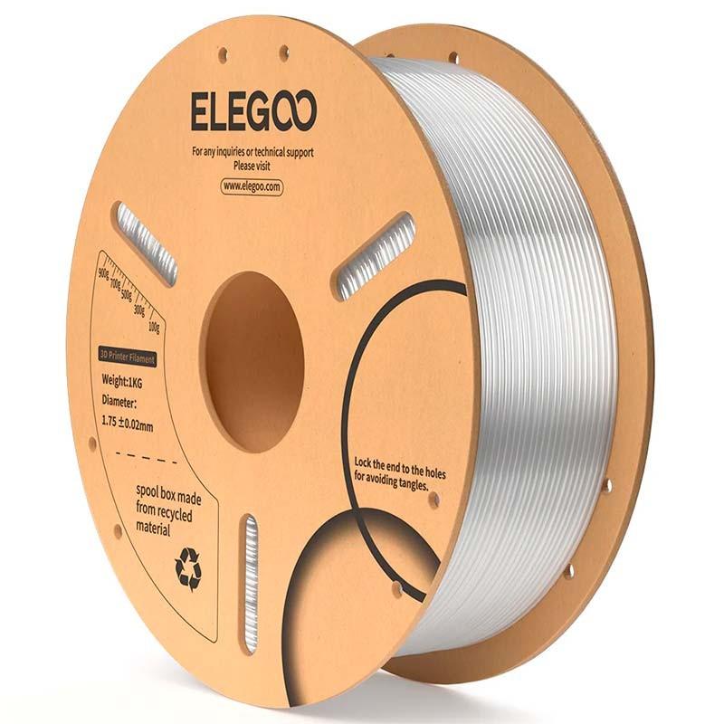 ELEGOO PLA Transparent pour Imprimantes 3D FDM - Filament 1.75mm Bobine de 1kg