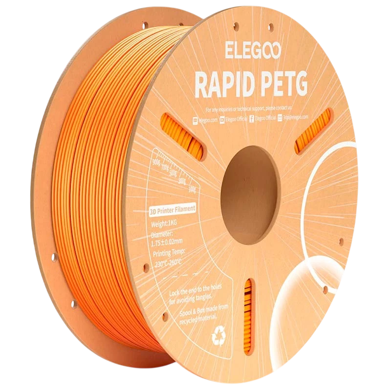 ELEGOO Rapid PETG Naranja para Impresoras 3D FDM - Filamento 1.75mm Bobina de 1kg