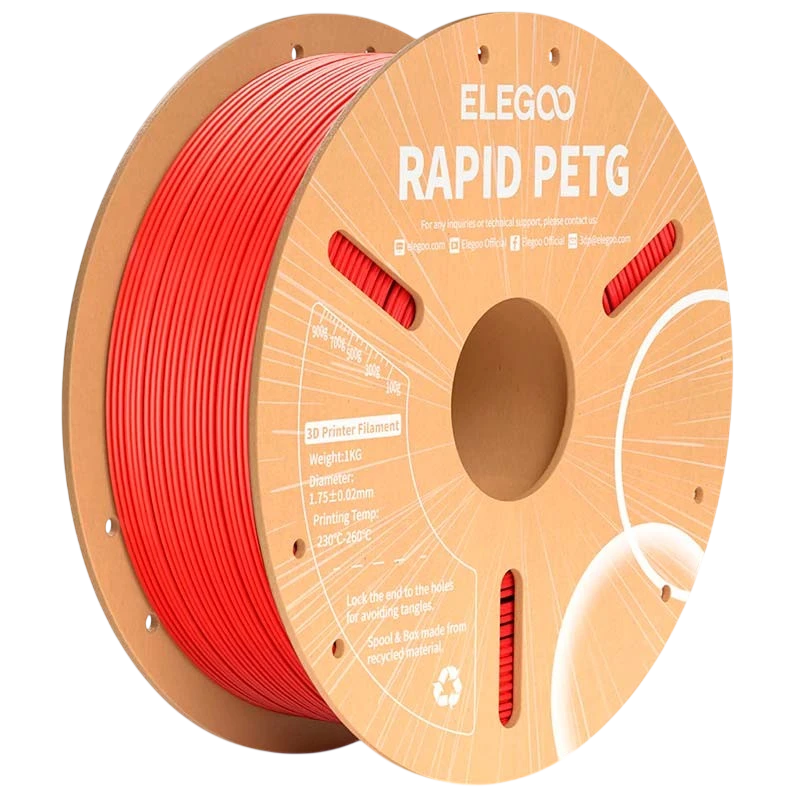 ELEGOO Rapid PETG Rojo para Impresoras 3D FDM - Filamento 1.75mm Bobina de 1kg