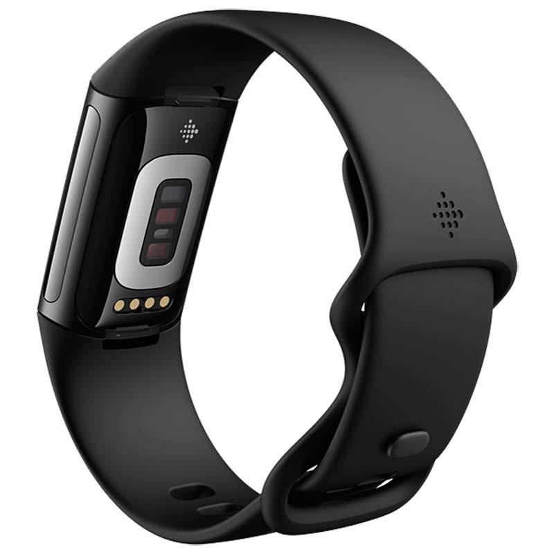 vista trasera y lateral derecho de la Pulsera de actividad Fitbit Charge 6 Negro