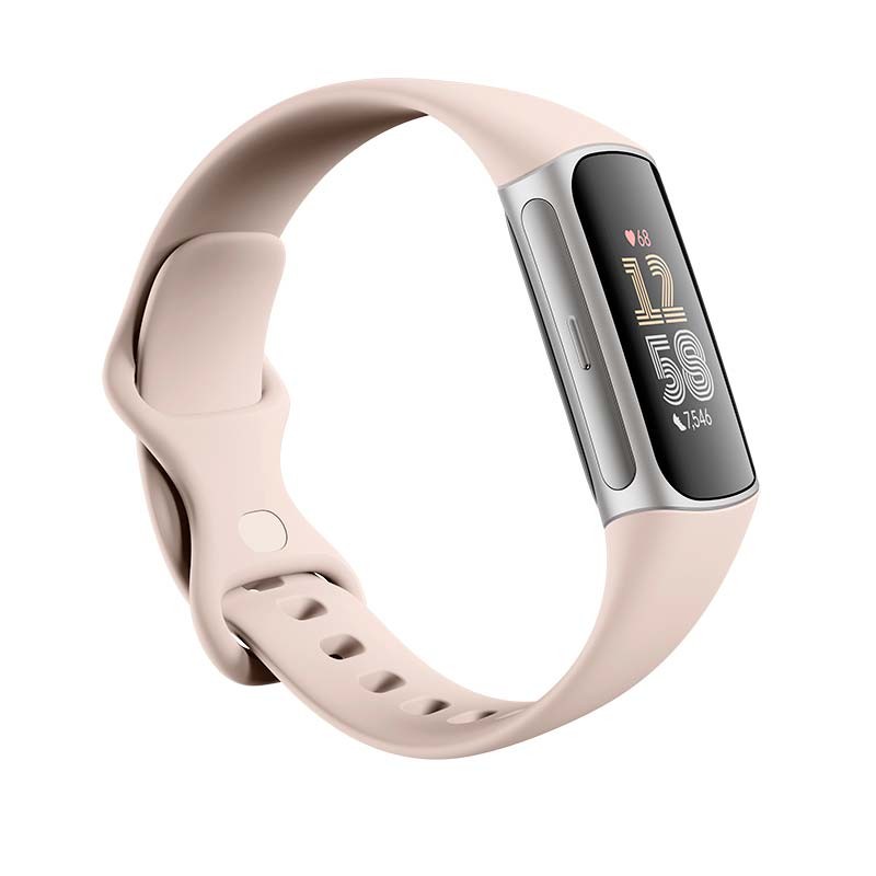 vista frontal y lateral de la Pulsera de actividad Fitbit Charge 6 Plata
