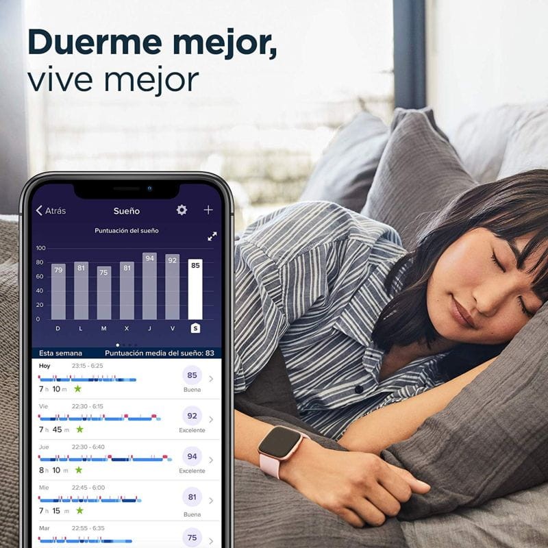 Fitbit Versa 2 Gris Piedra Aluminio / Correa Gris Niebla - Dormir