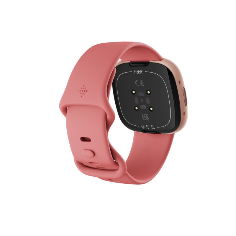 vista trasera y lateral izquierdo del Reloj inteligente Fitbit Versa 4 Rosa