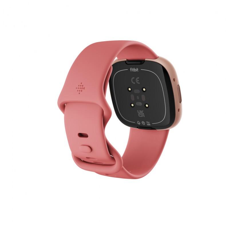 vista trasera y lateral izquierdo del Reloj inteligente Fitbit Versa 4 Rosa