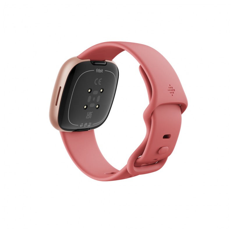 vista trasera y lateral derecho del Reloj inteligente Fitbit Versa 4 Rosa