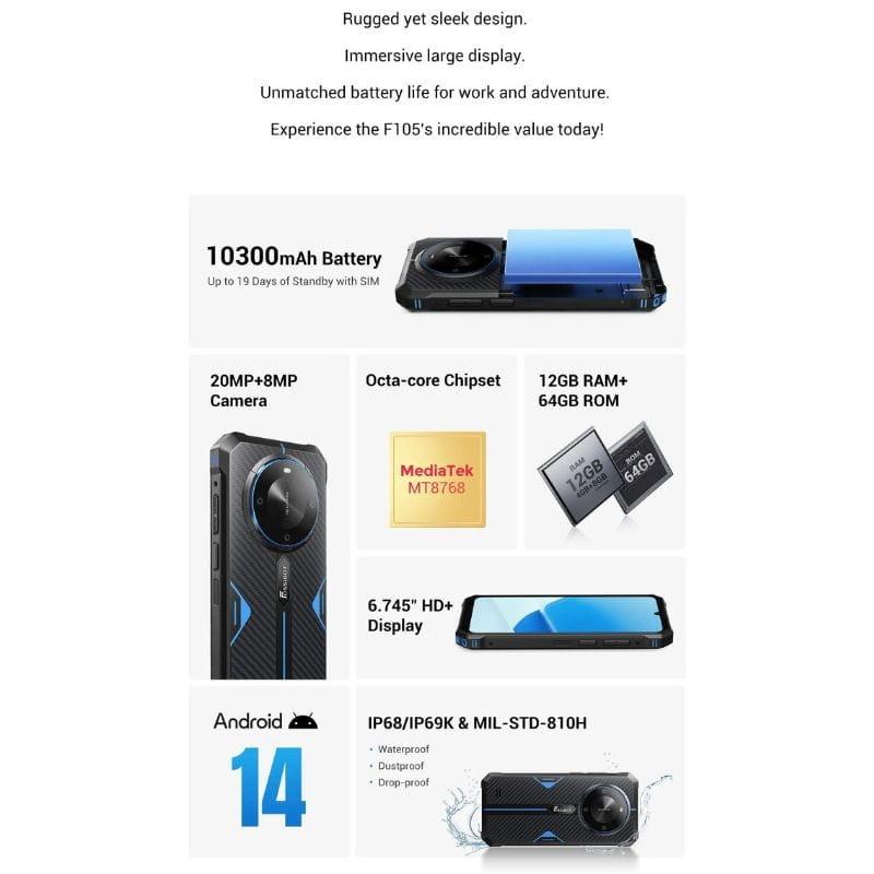 Fossibot F105 4GB/64GB Azul - Teléfono Móvil Rugged características