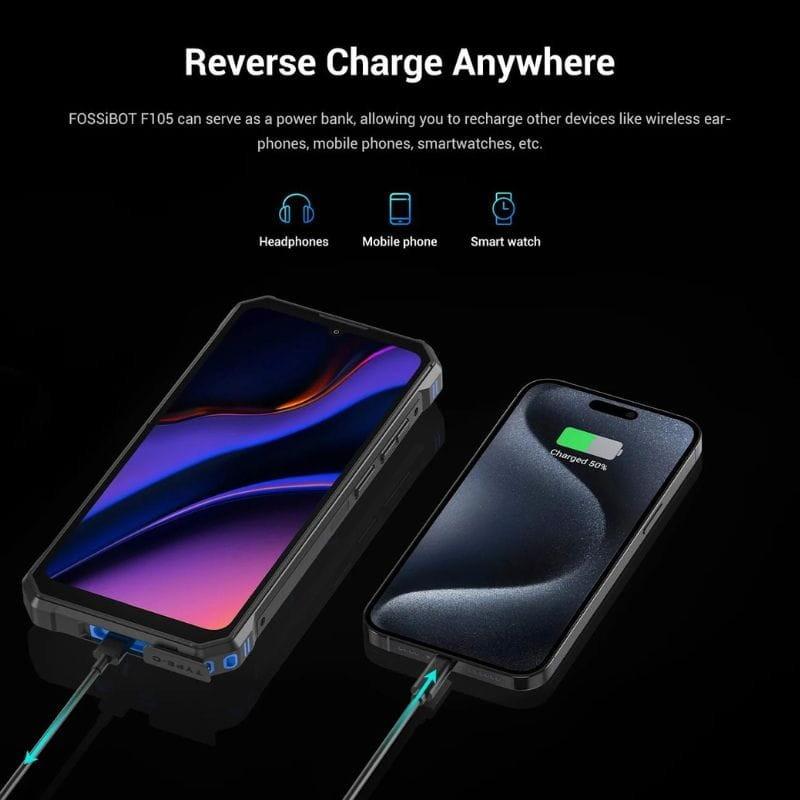 Fossibot F105 4GB/64GB Azul - Teléfono Móvil Rugged carga reversa