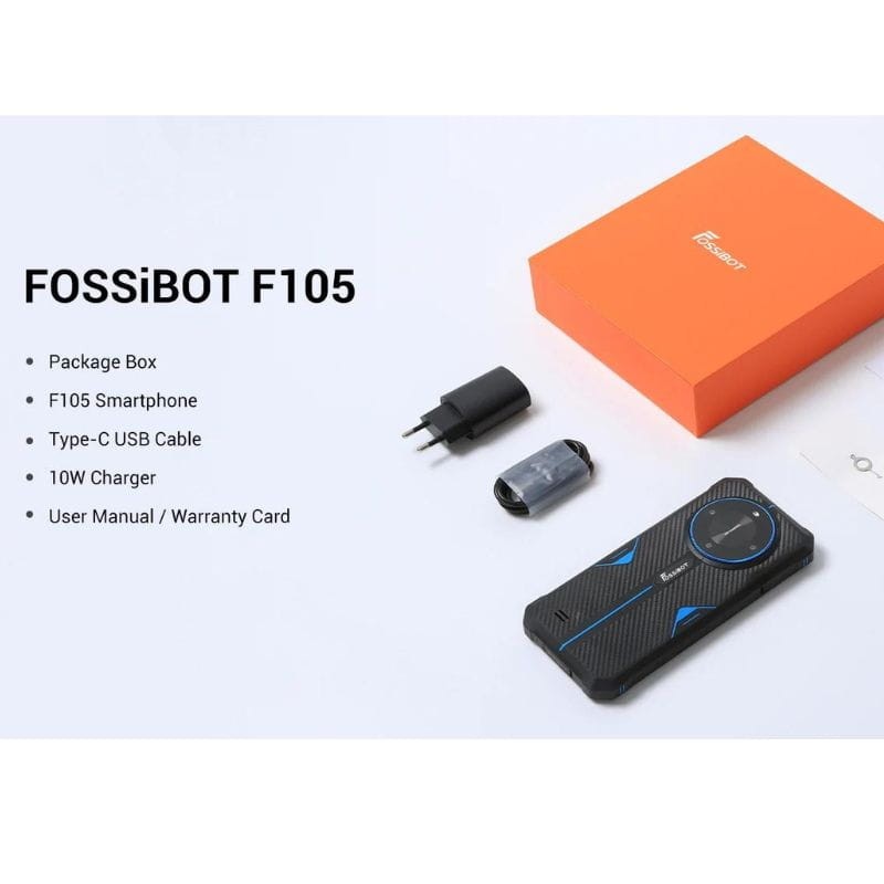 Fossibot F105 4GB/64GB Verde - Teléfono Móvil Rugged contenido de la caja