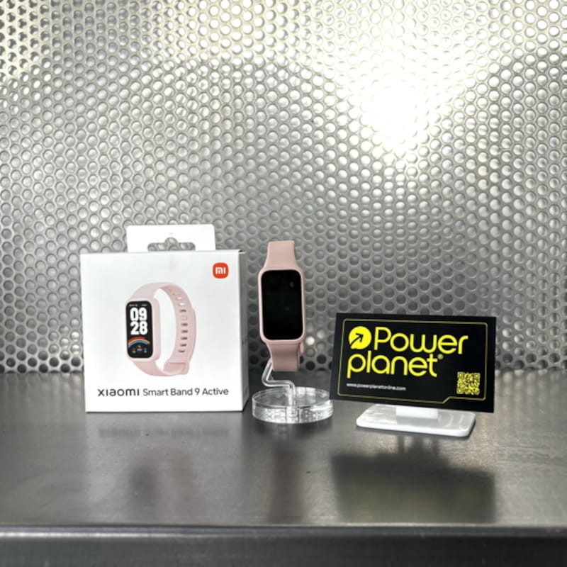 Véritable photo de face avec la boîte du Xiaomi Mi Smart Band 9 Active Pink - Bracelet d'activité