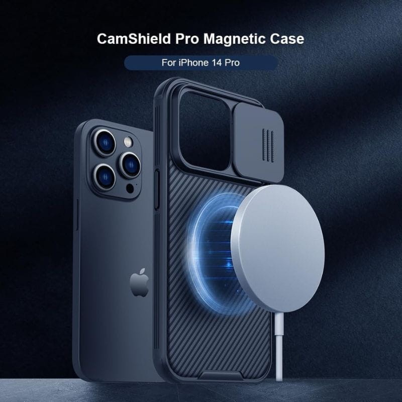 Funda CamShield Pro Magnética Negra para Apple iPhone 14 Pro Max detalle de la carga inalámbrica