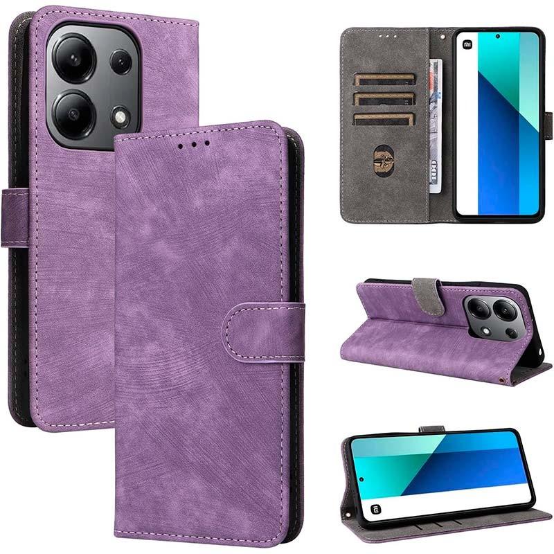 vista detallada de la Funda púrpura 360º Protection tipo libro para Xiaomi Redmi Note 13 4G