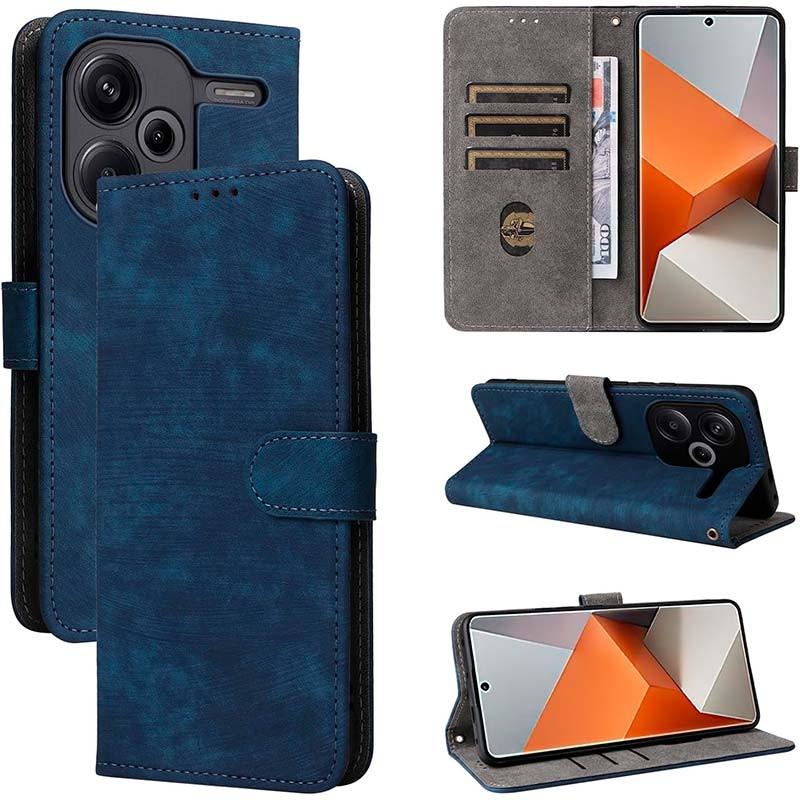 Vista detalhada da Capa azul 360º Protection tipo livro para Xiaomi Redmi Note 13 Pro+ 5G