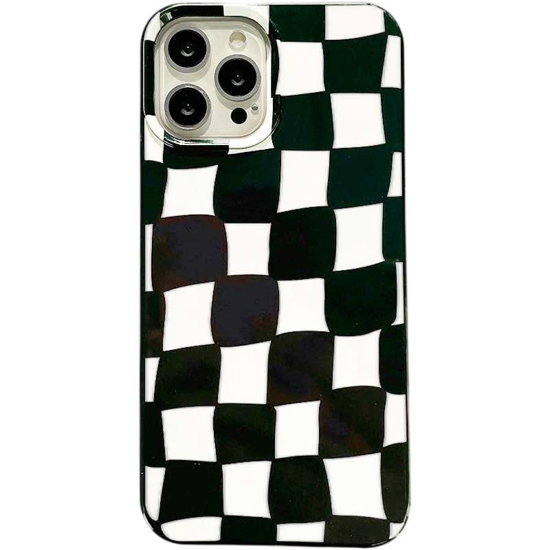 Funda de silicona con estampado de cuadros para iPhone 14 Pro