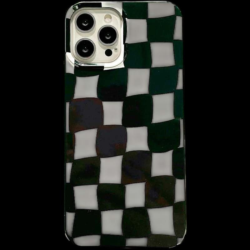 Capa de silicone com estampado de xadrez para iPhone 14 Pro