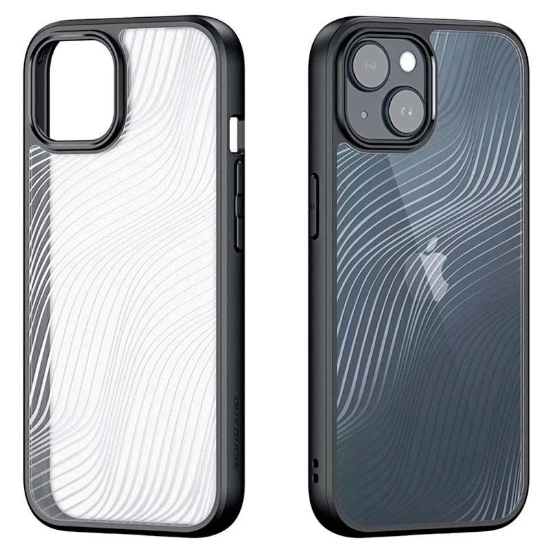 Vista traseira da Capa rígida preta Anti-Scratch Shell para iPhone 15 Plus