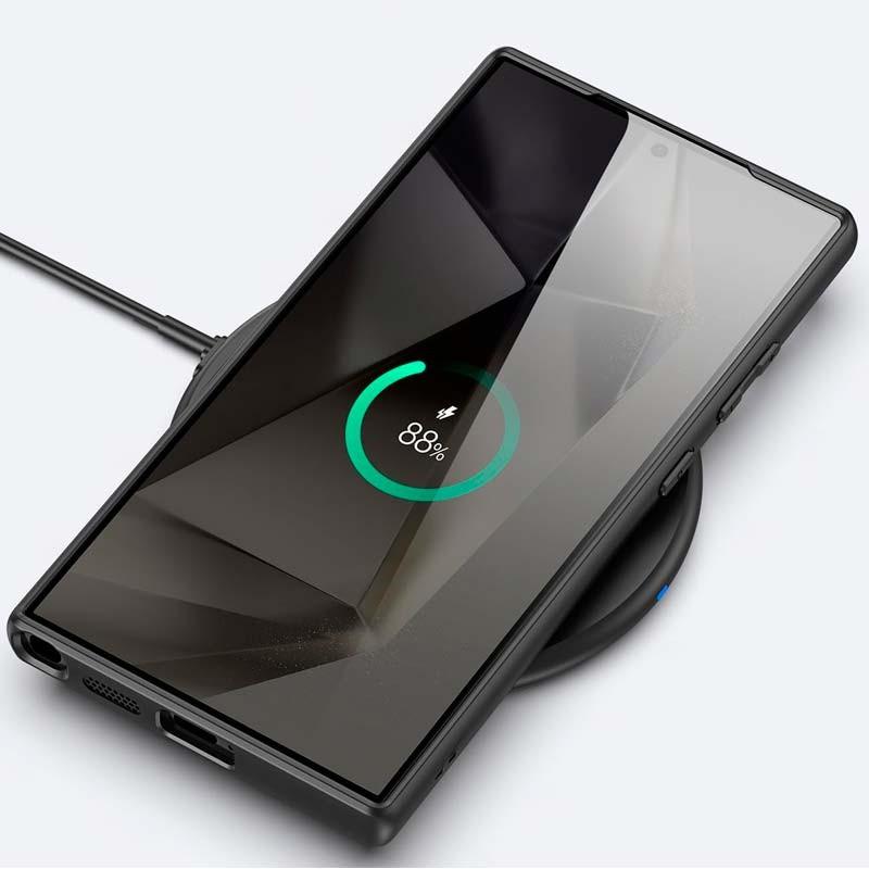 Vista frontal da Capa rígida preta Anti-Scratch Shell para Samsung Galaxy S24 Ultra