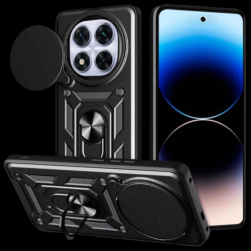 Funda Armadura Militar para Xiaomi Redmi Note 14 Pro 5G / Poco X7 5G con Protección de Cámara, Soporte Metálico y Anillo Negro