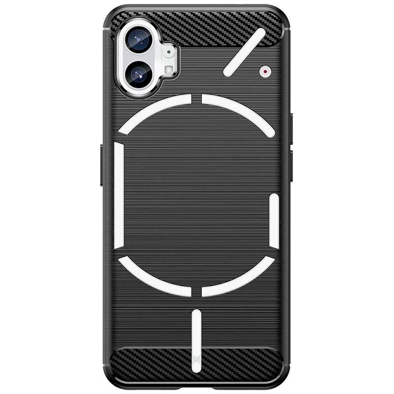 vista trasera de la Funda de silicona Carbon Ultra negra para Nothing Phone 1