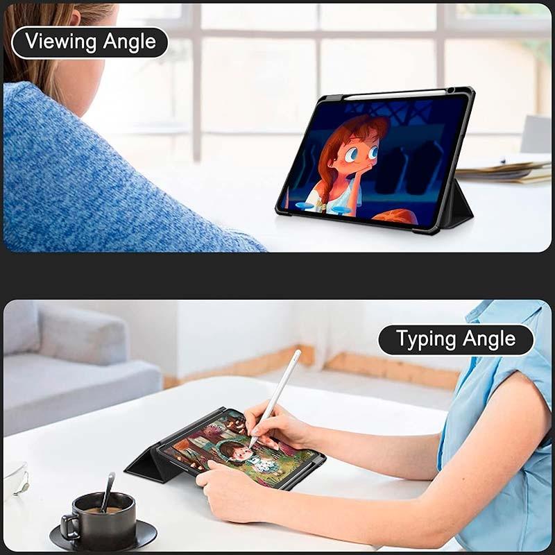 modos de soporte de la Funda Crystal Compatible Azul para Apple iPad Pro 2024 11