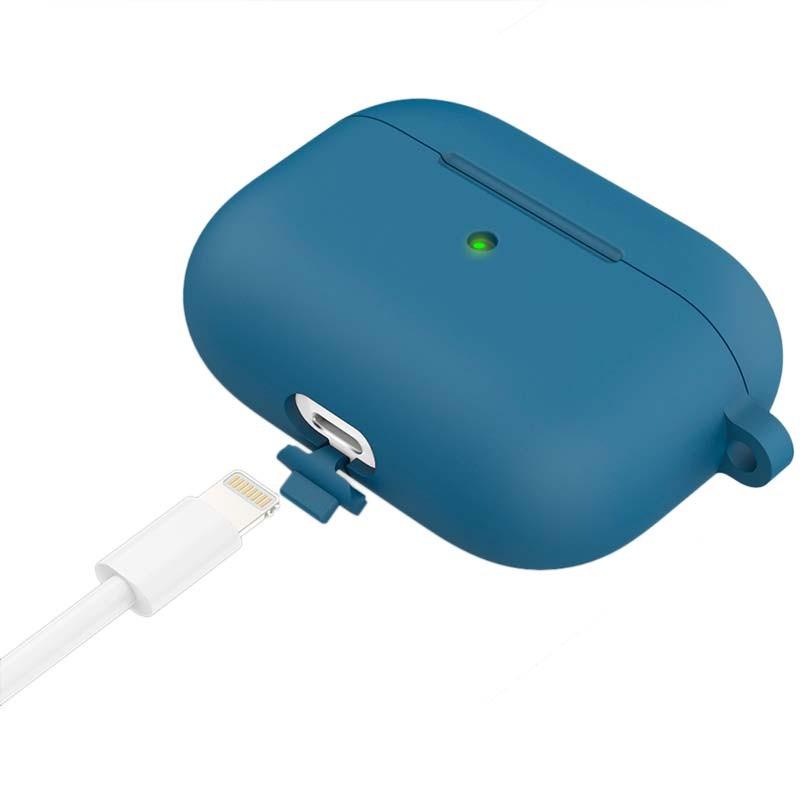 puerto de carga de la Funda azul oscuro de silicona para Apple AirPods 3ª Gen
