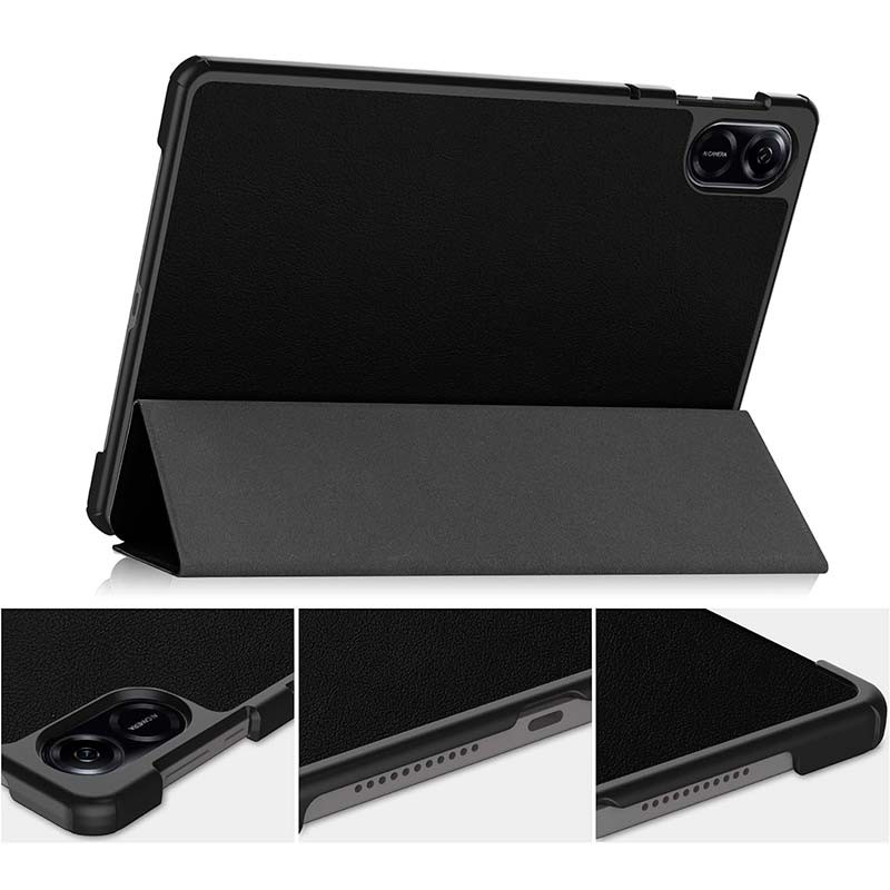 Vue détaillée de l'étui compatible noir pour Honor Pad X9