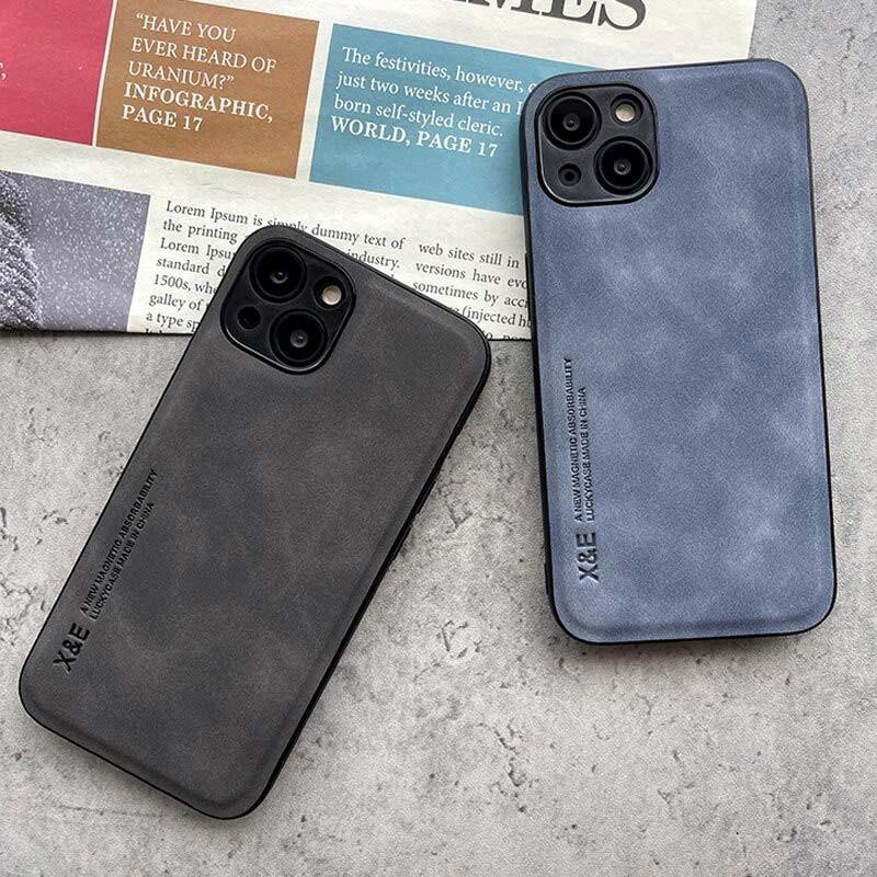 Funda de polipiel Magnetic Luxury azul para iPhone 14 Pro y otros colores disponibles