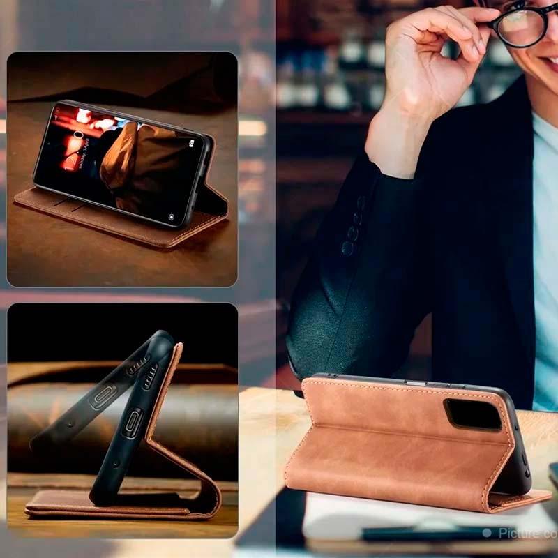 Vue détaillée de l'étui bordeaux Magnetic Wallet type livre pour Xiaomi 13T