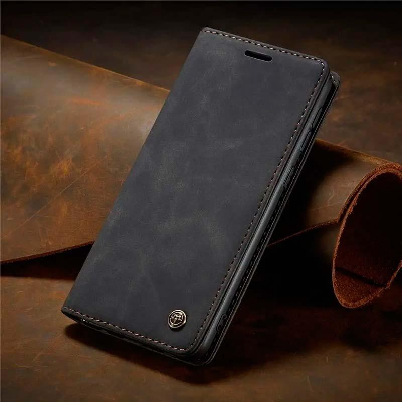 Photographie réelle de l'étui noir Magnetic Wallet type livre pour Xiaomi 13T
