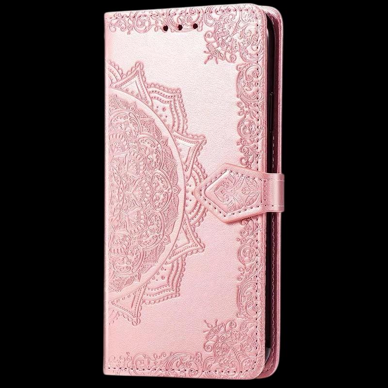 Capa rosa Mandala tipo livro para Xiaomi Redmi Note 13 4G
