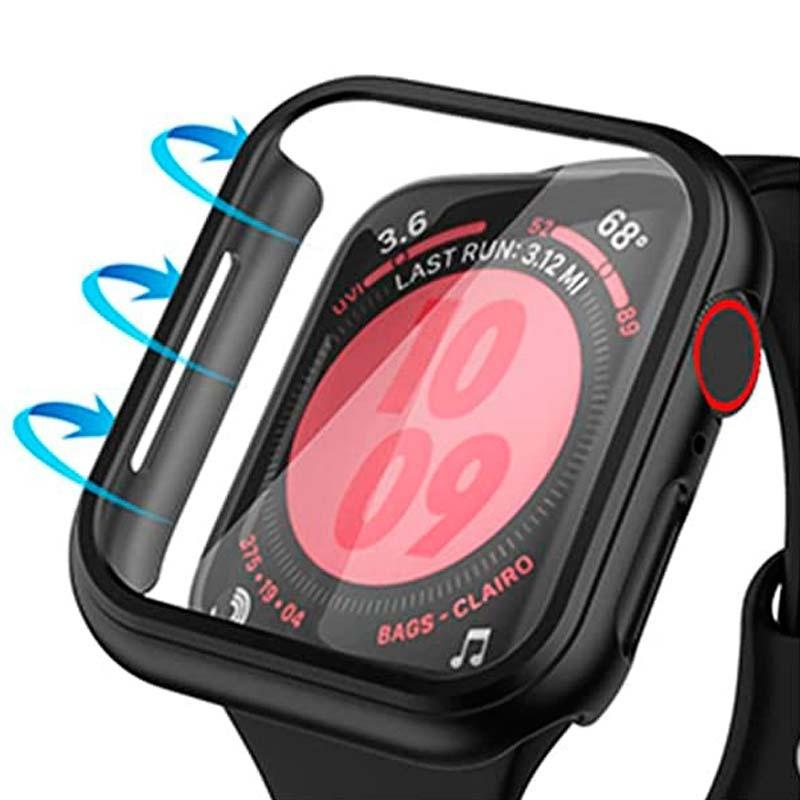 cómo se pone la Funda PC + Cristal Templado Apple Watch 44mm Negro