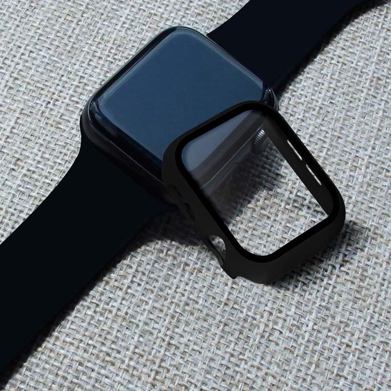 foto real de la Funda PC + Cristal Templado Apple Watch 44mm Negro